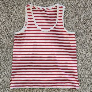 Madewell Red and White Striped Tank Top